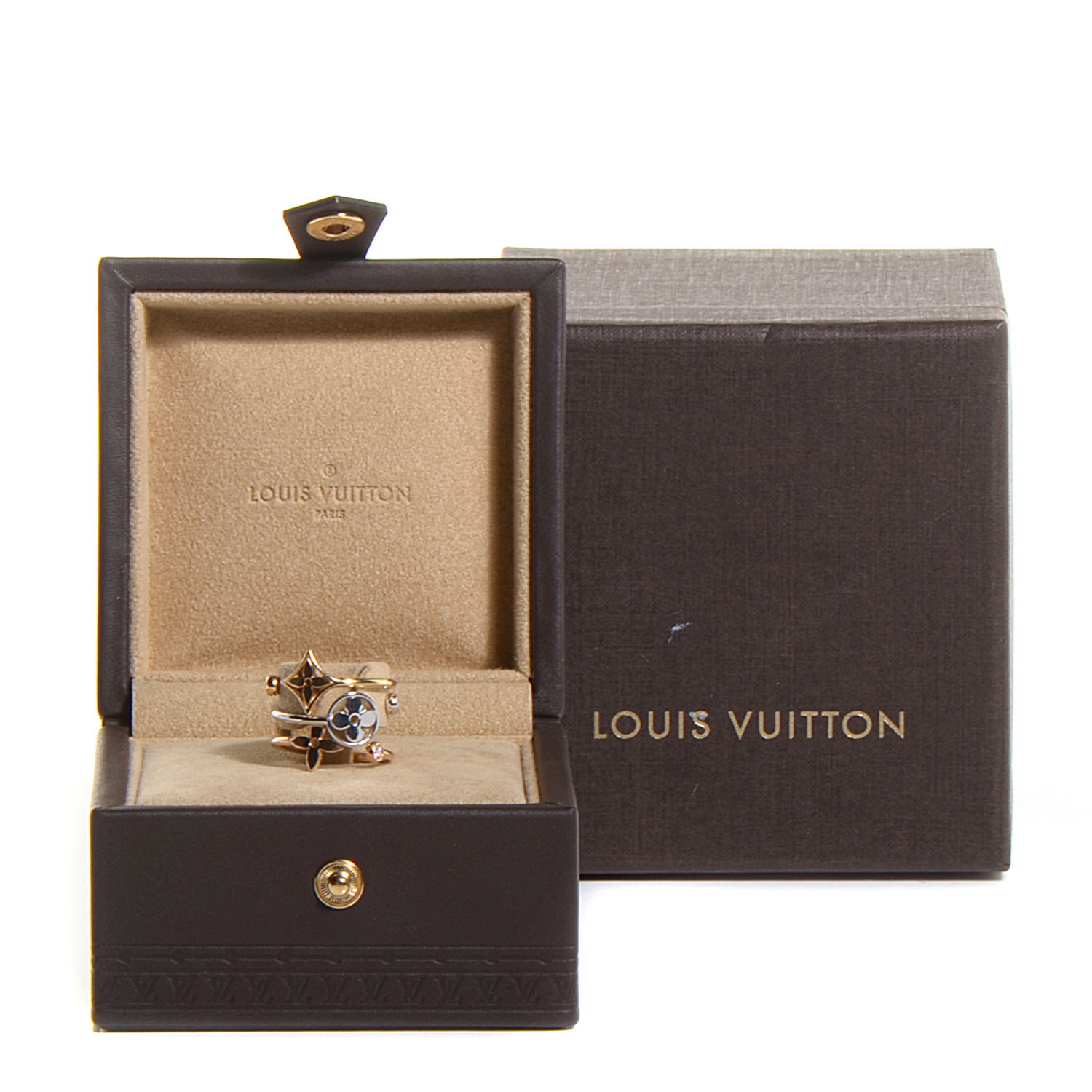 LOUIS VUITTON Monogram 3 Golds and Diamonds Idylle Ring Set 52 US 6 89539