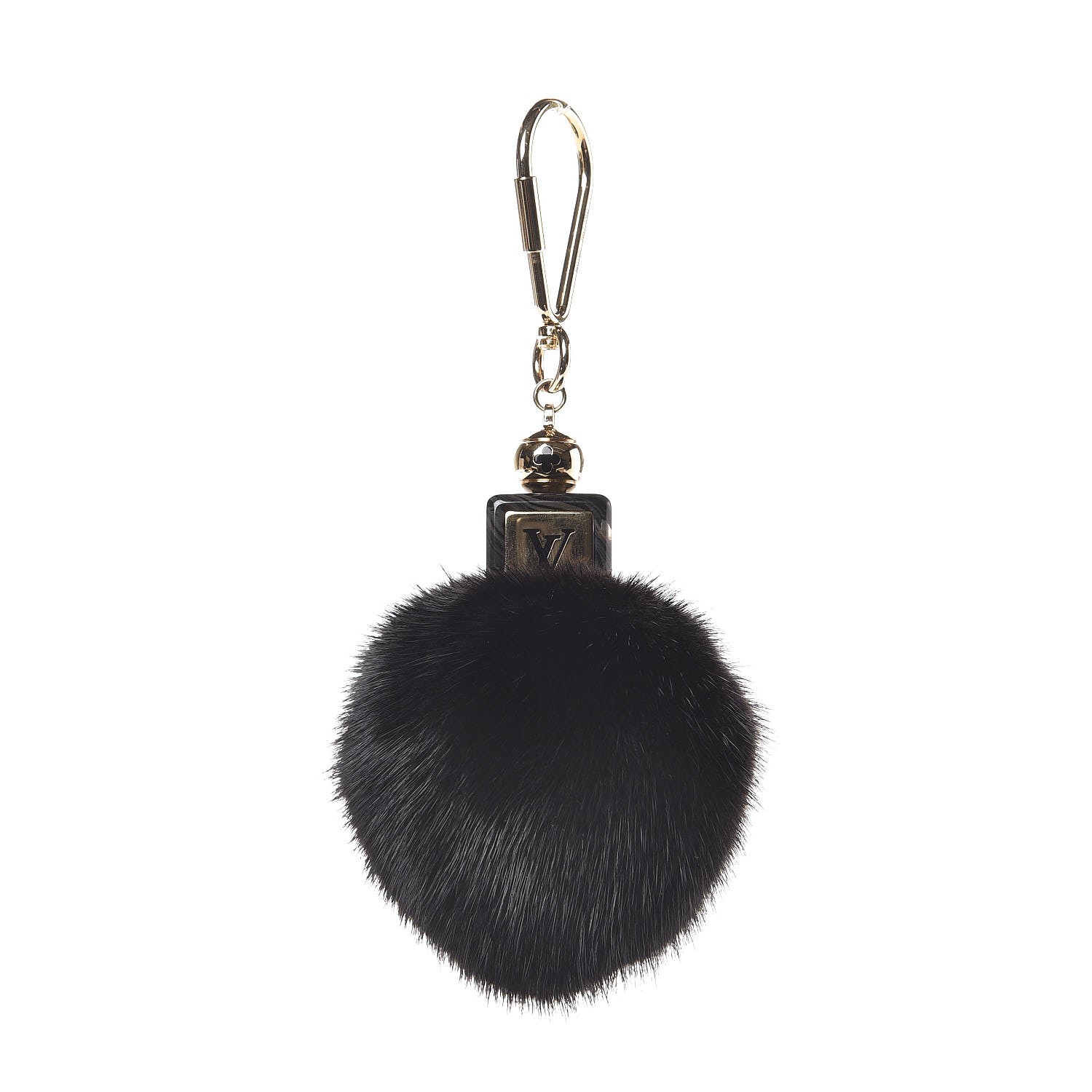 LOUIS VUITTON Mink Fur Fluffy Bag Charm Black 291347