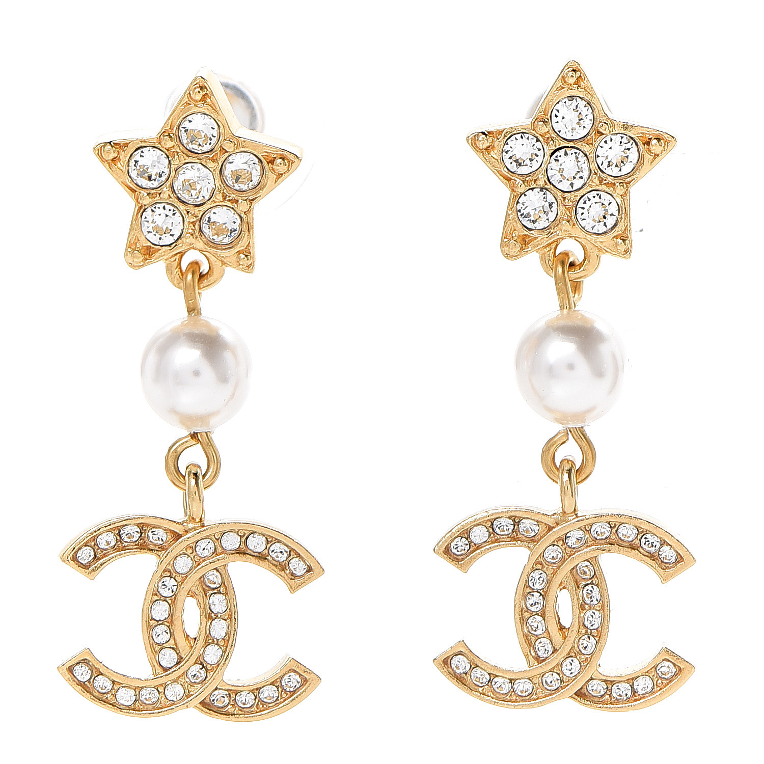 Chanel Crystal Pearl Cc Star Drop Earrings Gold Fashionphile Chanel Crystal Pearl Cc Star Drop Earrings Gold Fashionphile