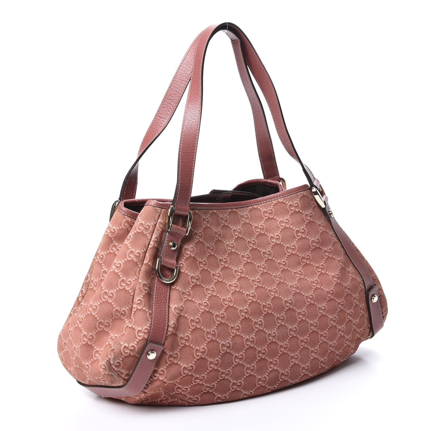 GUCCI Suede Guccissima Medium Abbey Shoulder Bag Pink 545846