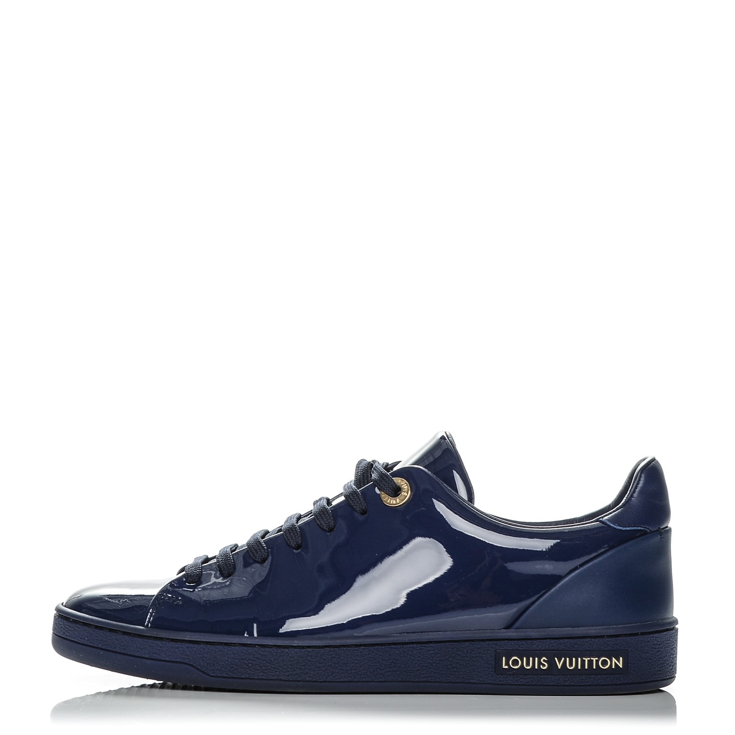 LOUIS VUITTON Patent Calfskin Frontrow Sneakers 35.5 Blue Nuit 185231