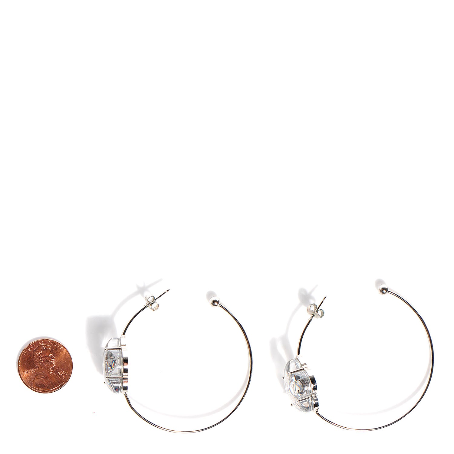LOUIS VUITTON LV Edge Simple Hoop Earrings PM Silver 955950