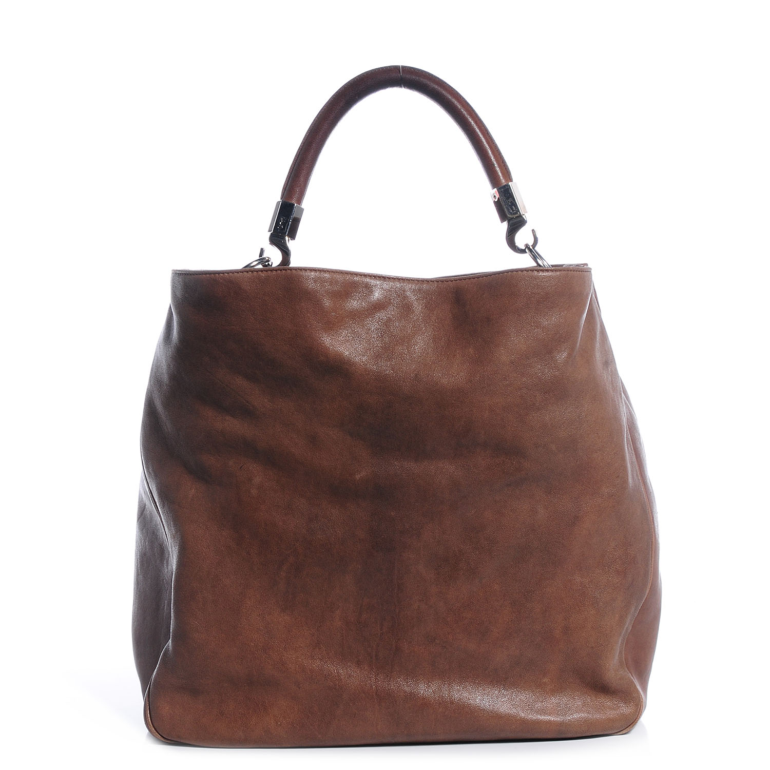 SAINT LAURENT Leather Large Roady Hobo Brown 74433
