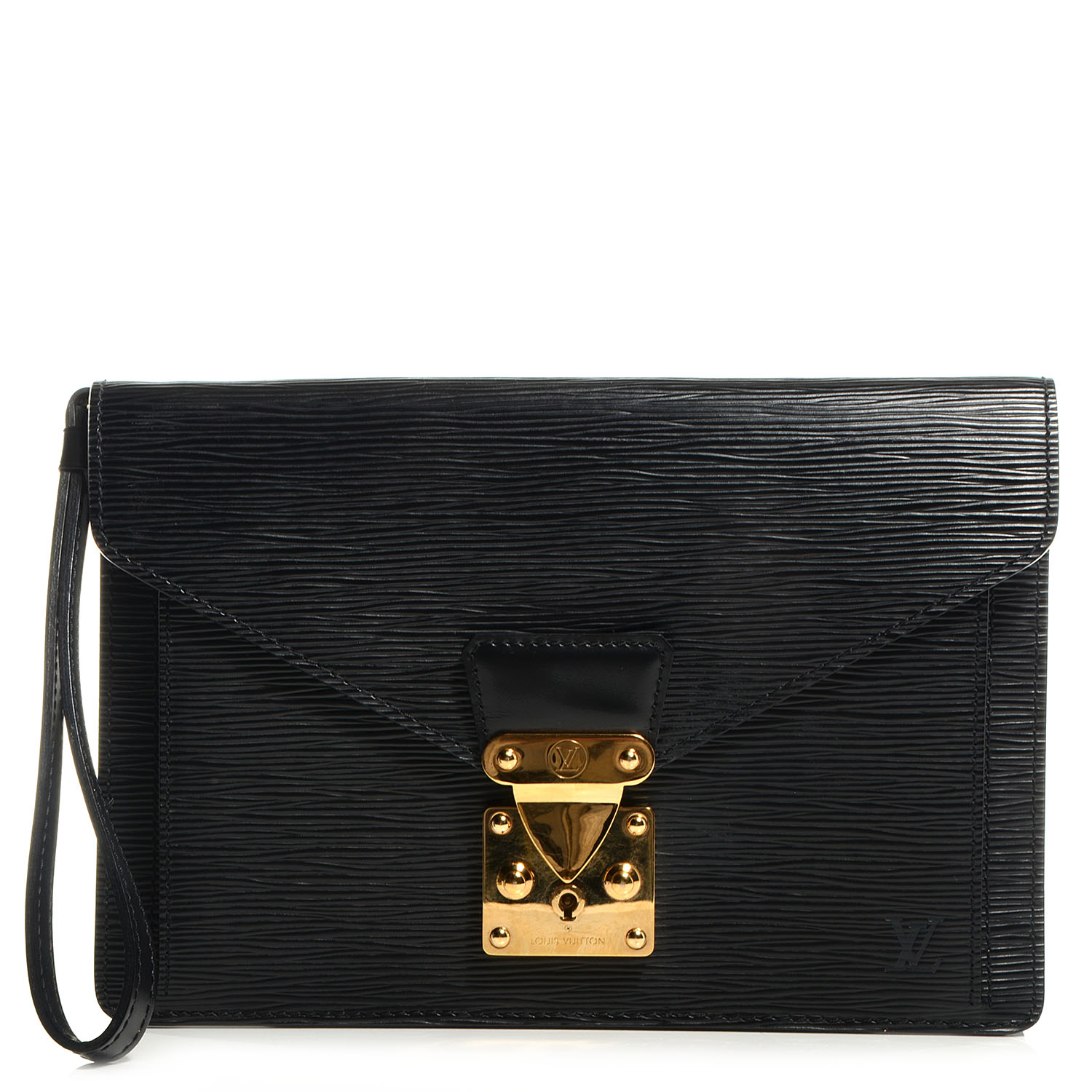 LOUIS VUITTON Epi Pochette Sellier Dragonne Clutch Black 74419