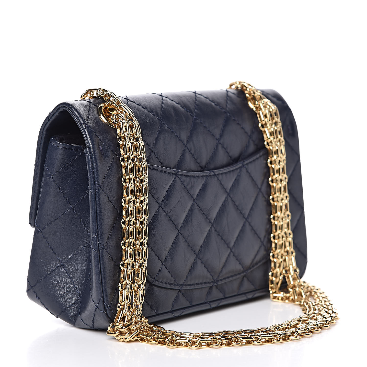 CHANEL Aged Calfskin Quilted 2.55 Reissue Mini Flap Navy 509504