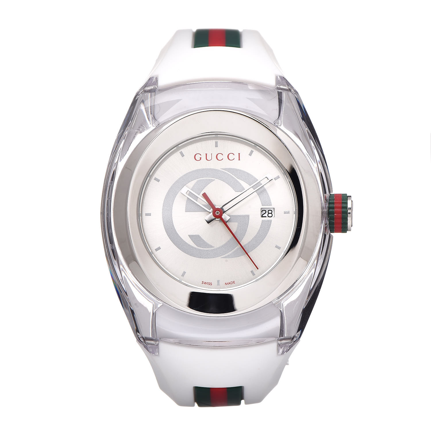 GUCCI Stainless Steel Rubber 36mm Sync Web Quartz Watch White 411737 ...