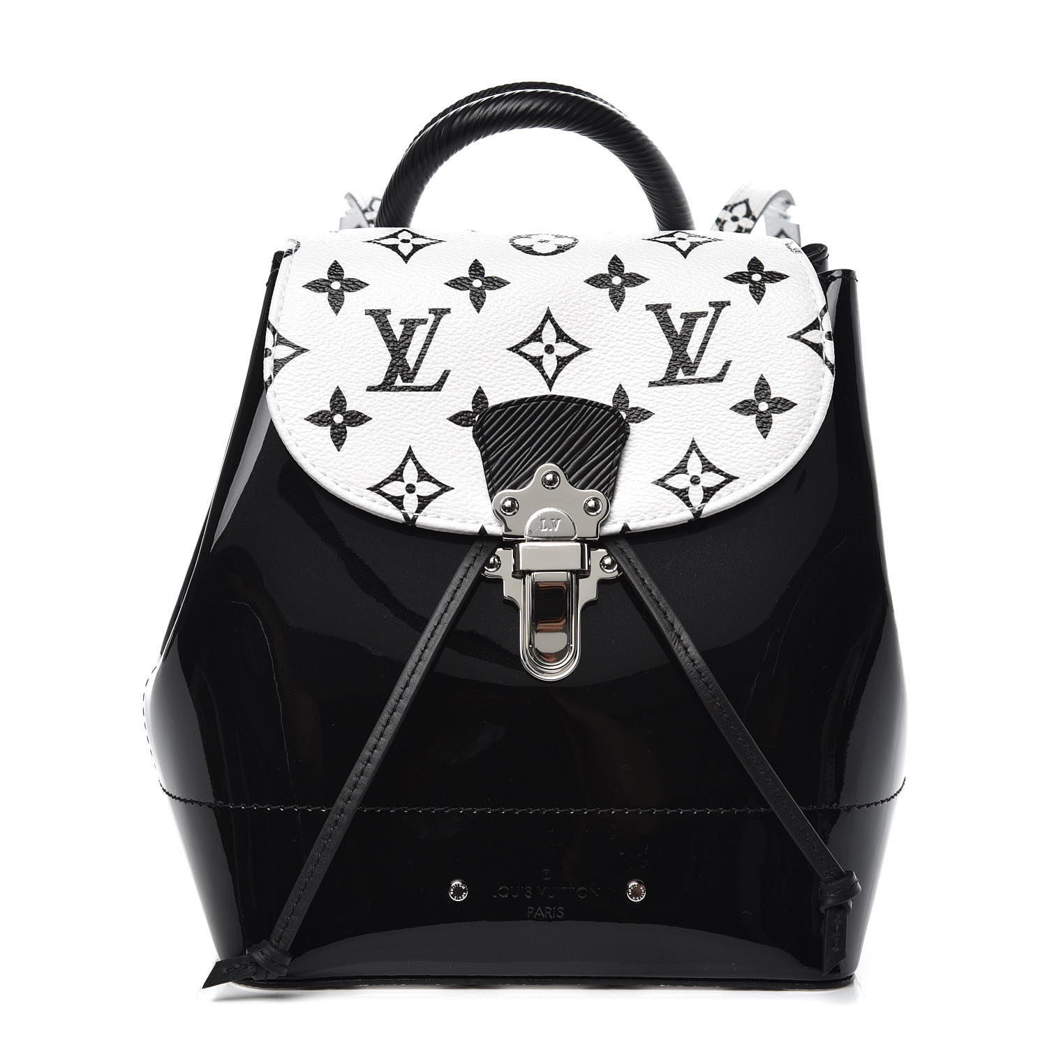 LOUIS VUITTON Vernis Monogram Hot Springs Backpack Black White 361553