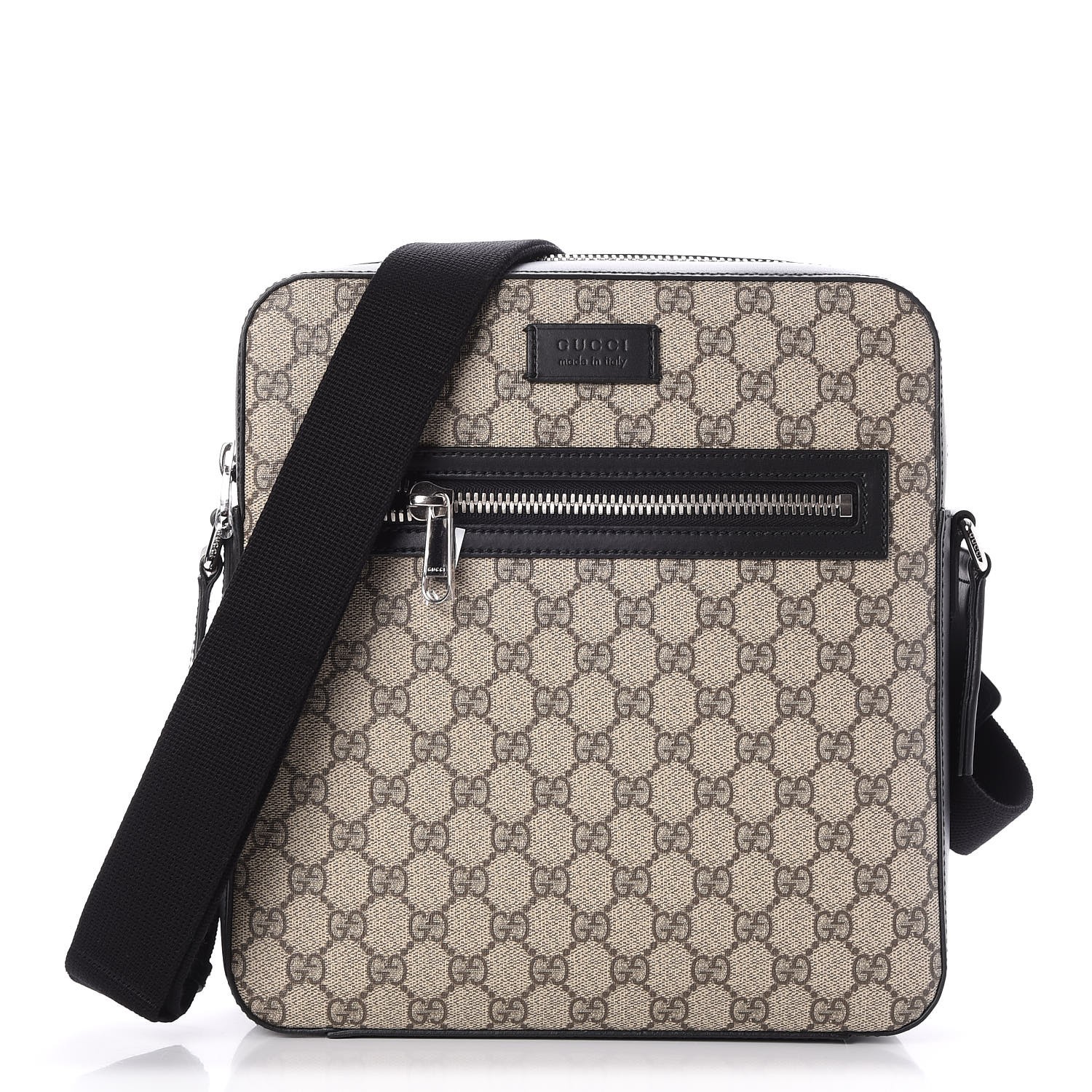 GUCCI GG Supreme Monogram Flat Messenger Bag Black 259549