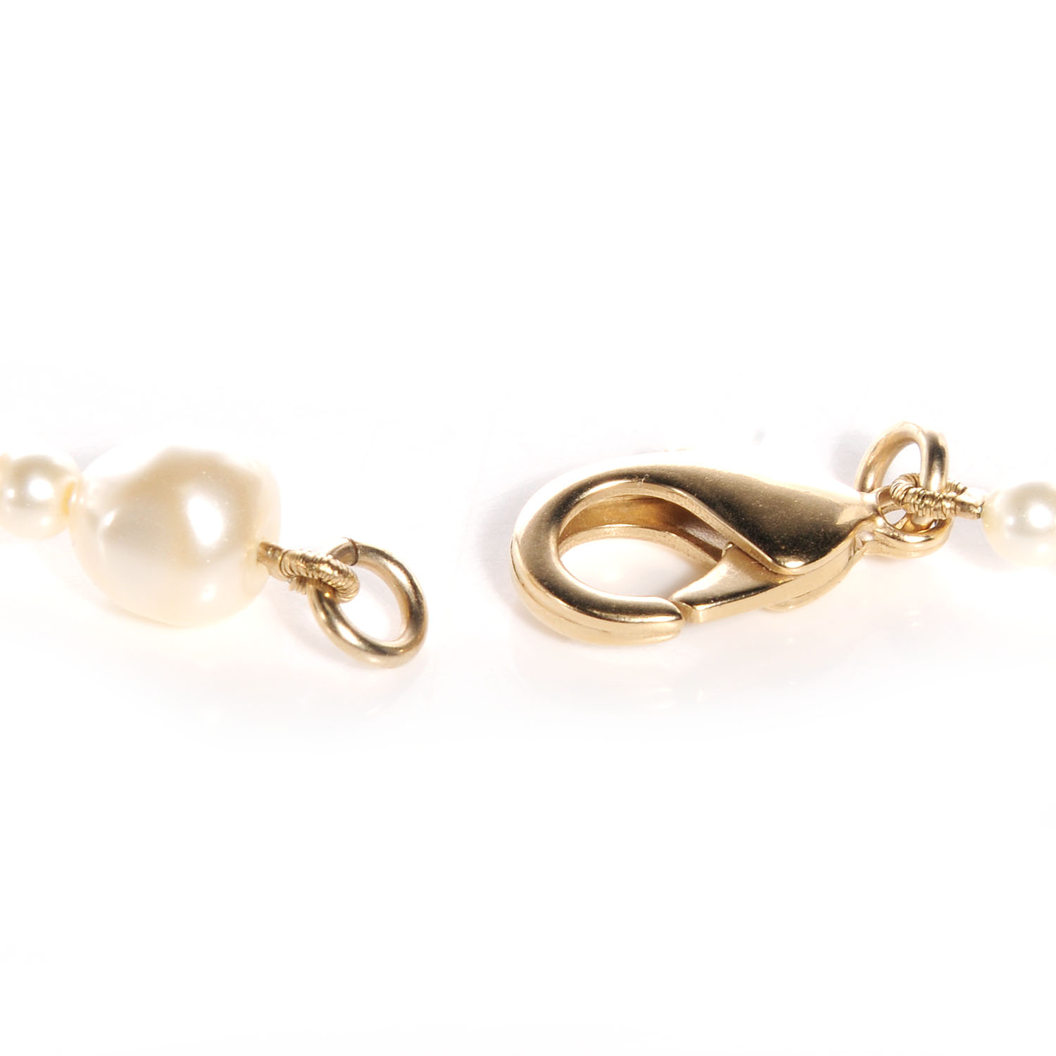 CHANEL Pearl Classic CC Long Necklace Gold 69572