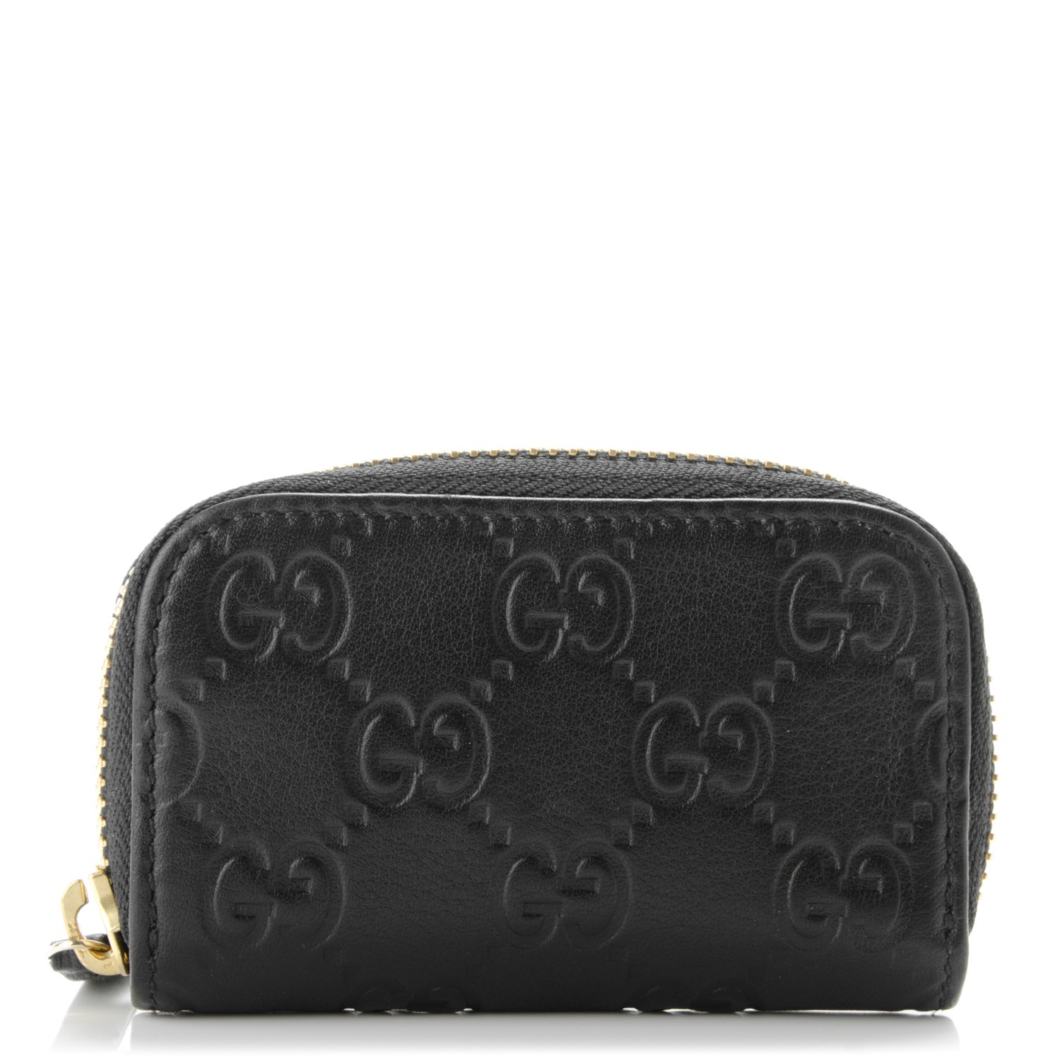 GUCCI Guccissima Zip Around Coin Purse Wallet Black 175833