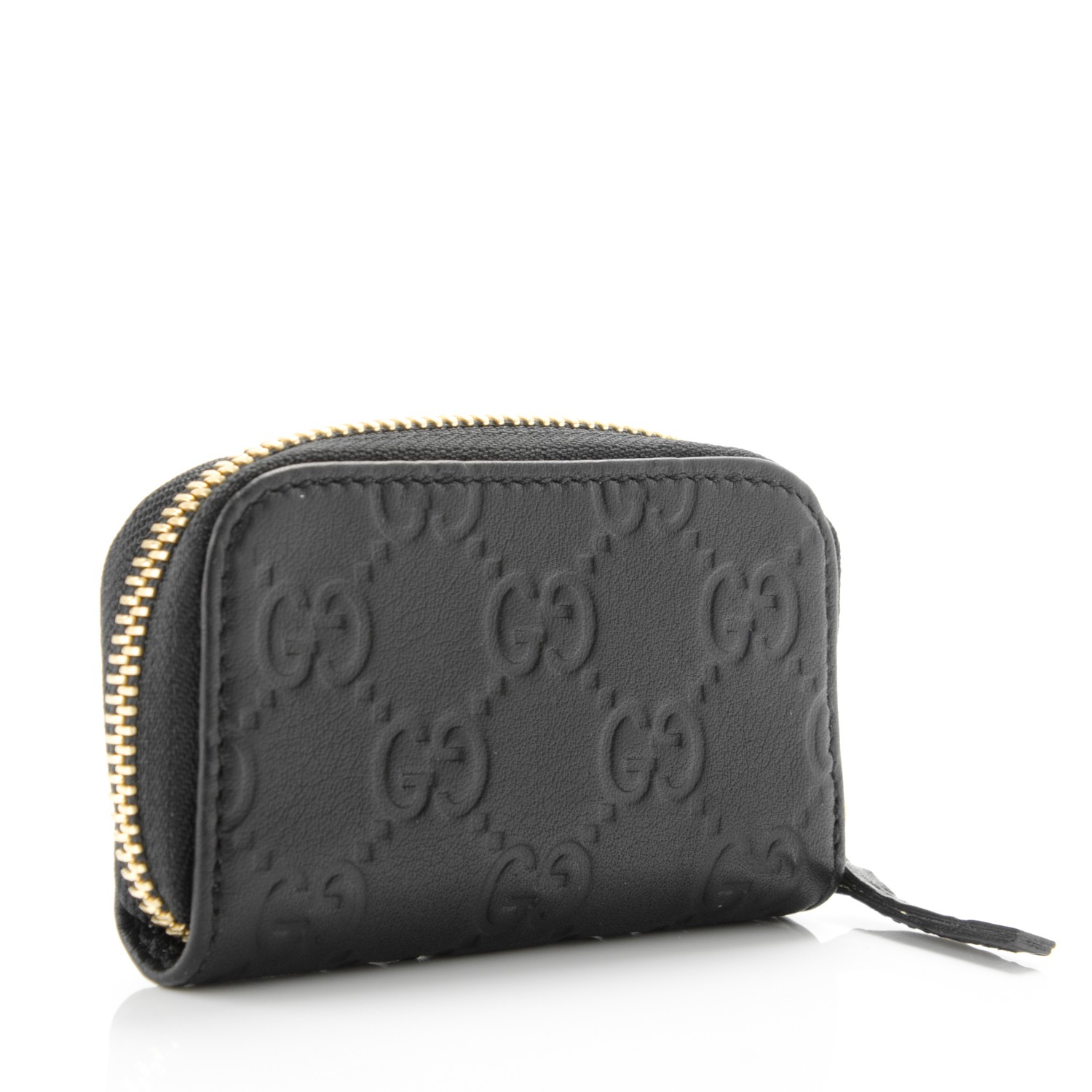 GUCCI Guccissima Zip Around Coin Purse Wallet Black 175833