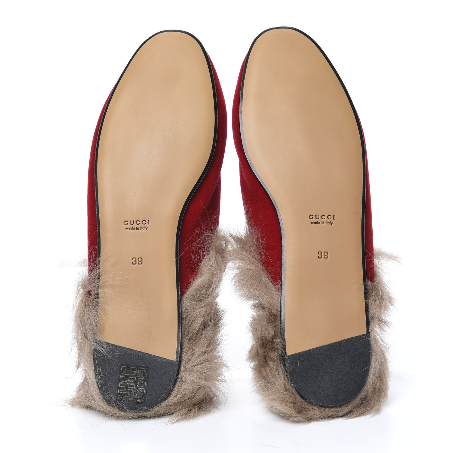 gucci fur slides red