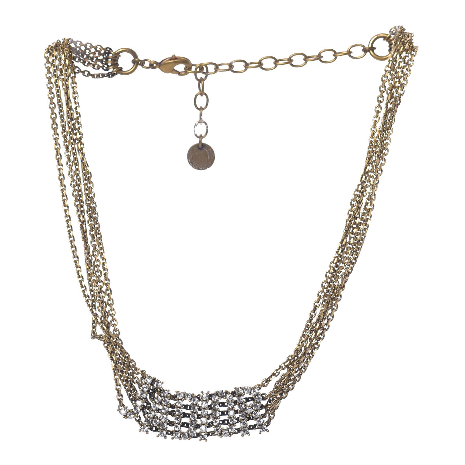 CHRISTIAN DIOR Metal Crystal J'Adior Choker Necklace Aged Gold 686661 | FASHIONPHILE