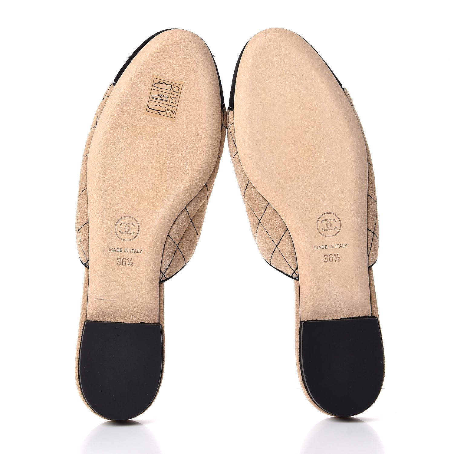 beige quilted mules