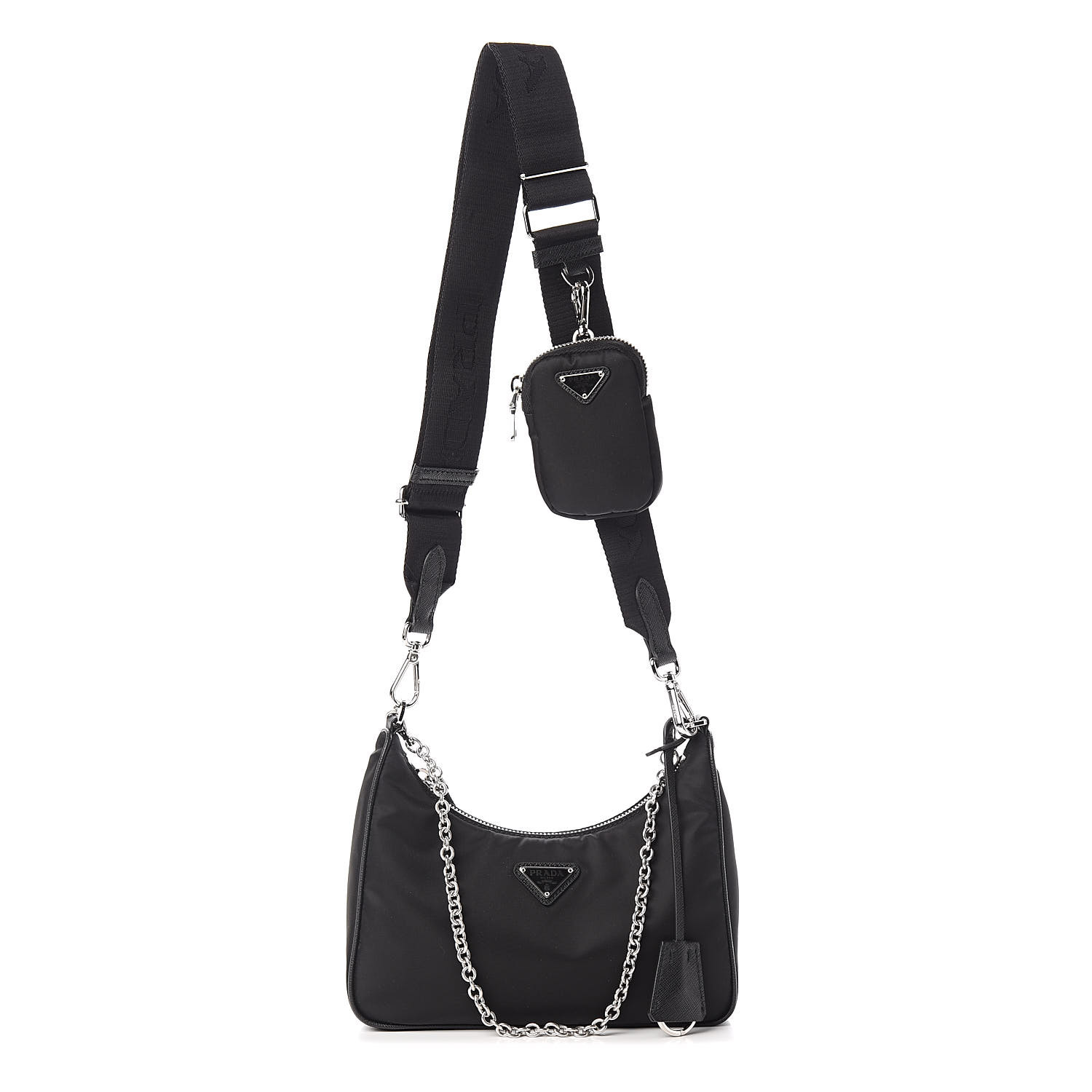 PRADA Nylon Re-Edition 2005 Shoulder Bag Black 522515