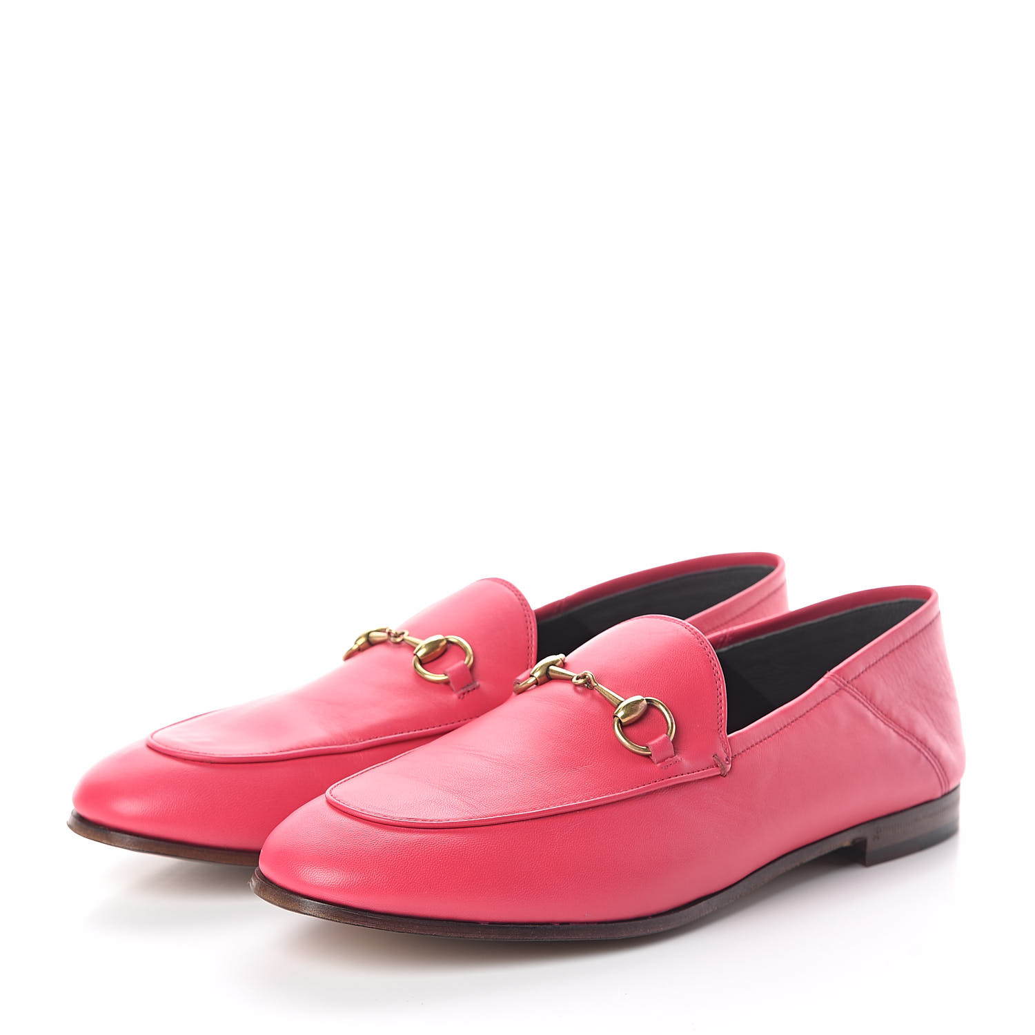 GUCCI Calfskin Womens Brixton Horsebit Loafers 39.5 Hot Pink 522033
