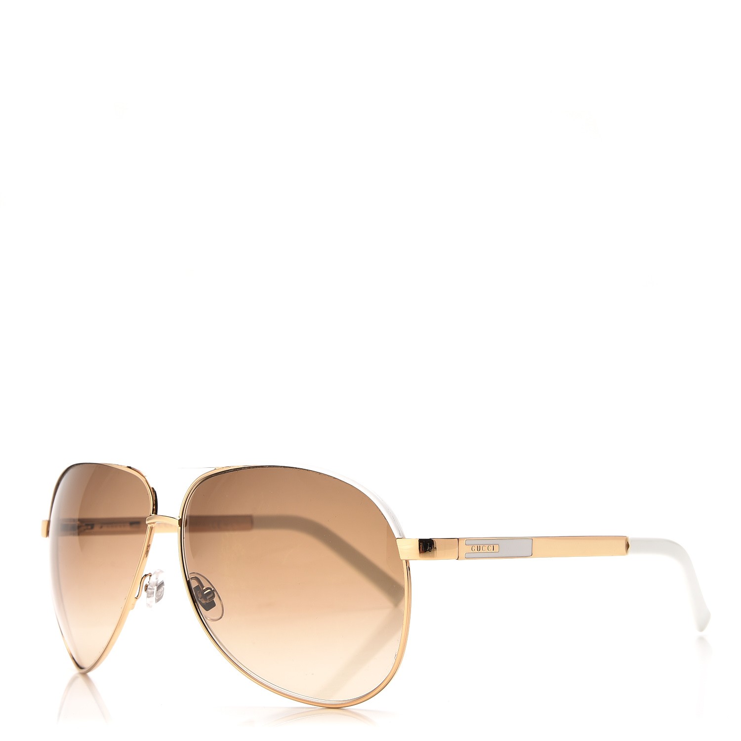 gucci white and gold aviator sunglasses