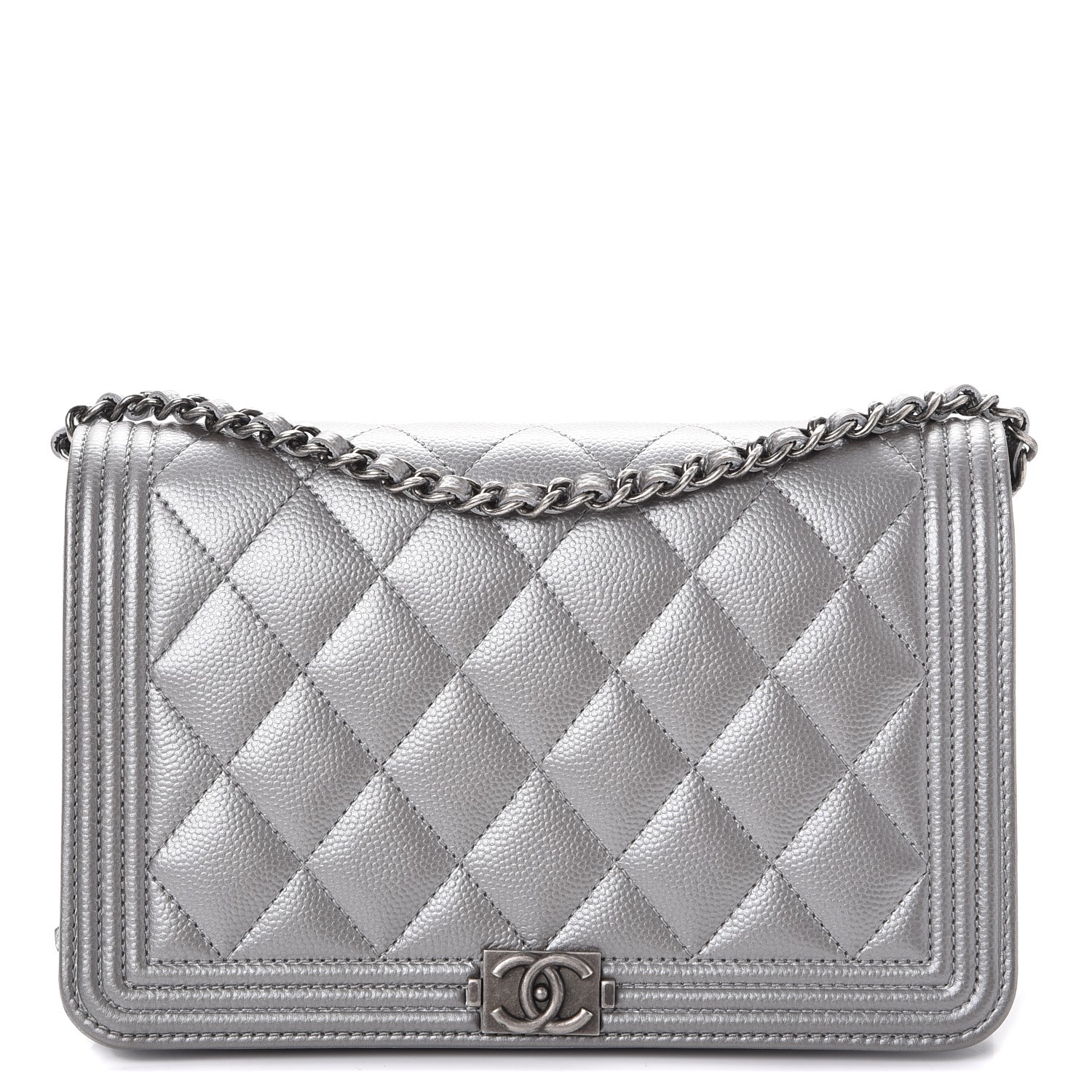 chanel boy bag silver chain