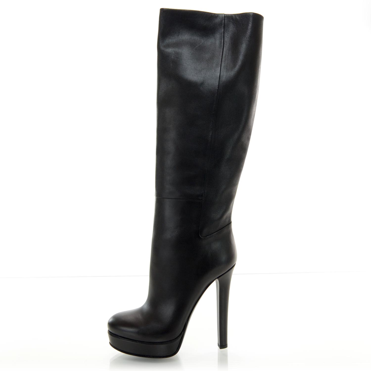 GUCCI Alexa Leather Knee High Platform Boots 41.5 Black 36648