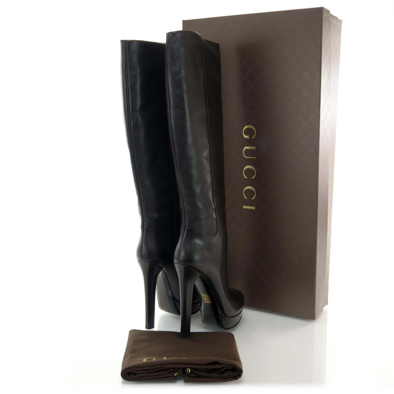 GUCCI Alexa Leather Knee High Platform 