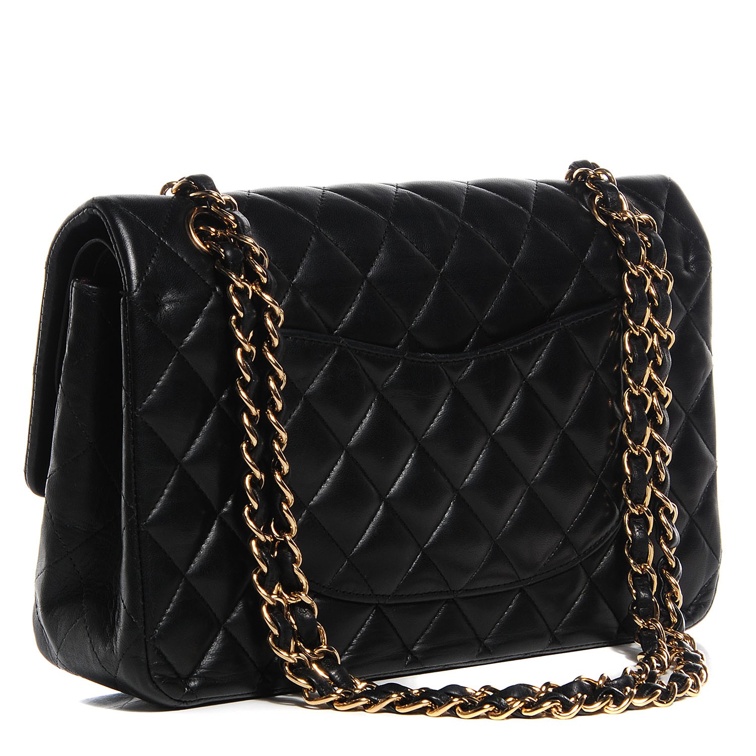 CHANEL Lambskin Quilted Medium Double Flap Black 99375