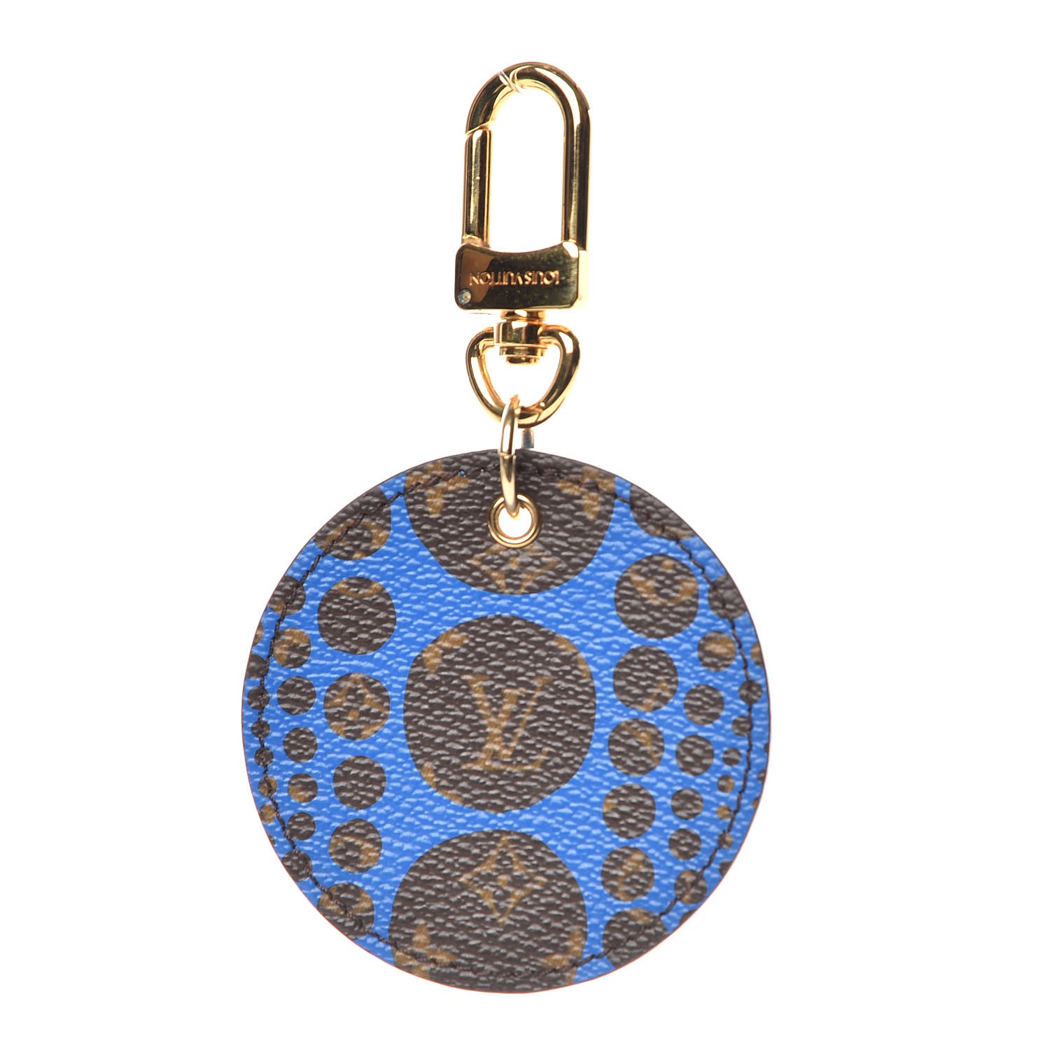 LOUIS VUITTON Monogram Kusama Pumpkin Dots Key Ring Blue 341894