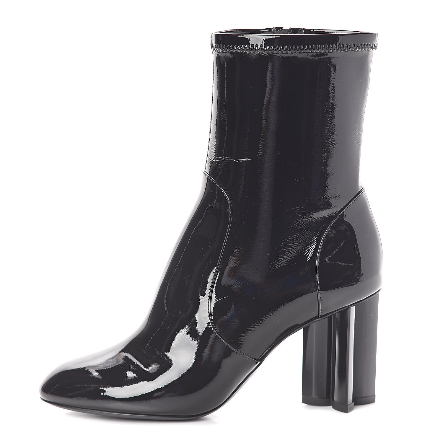 LOUIS VUITTON Patent Silhouette Ankle Boots 36.5 Black 504784
