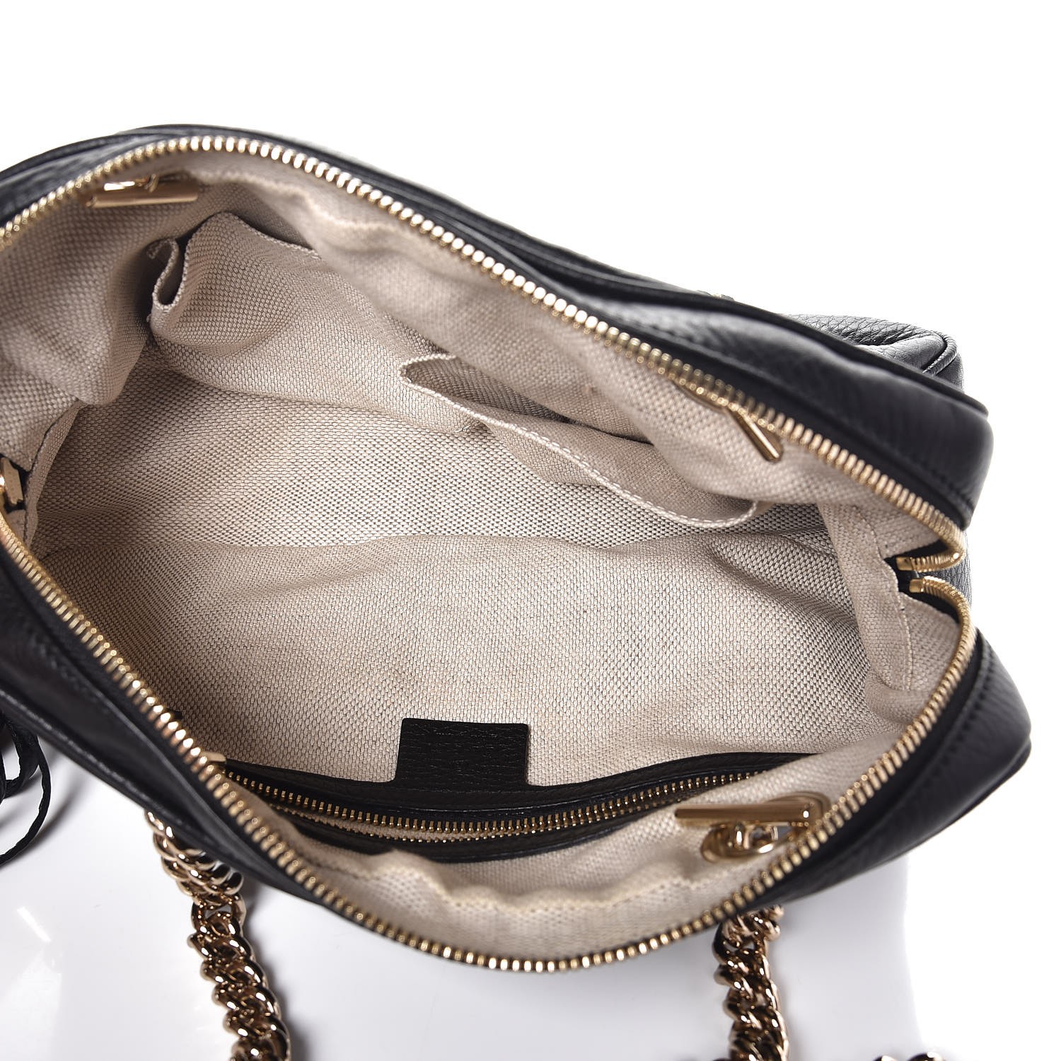 GUCCI Pebbled Calfskin Small Soho Chain Shoulder Bag Black 270236