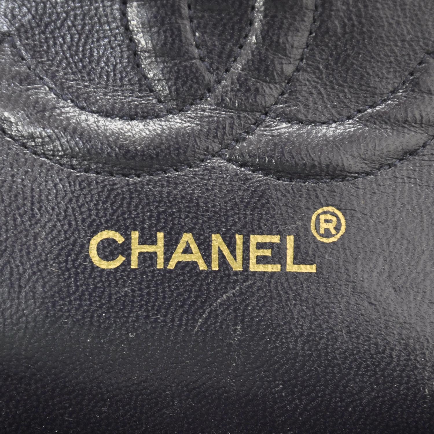 CHANEL Lambskin Quilted Medium Double Flap Navy 28194