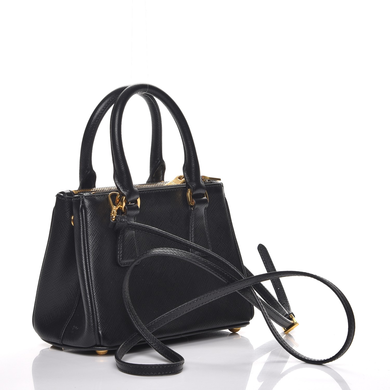 PRADA Saffiano Mini Galleria Double Zip Crossbody Bag Nero Black 230162