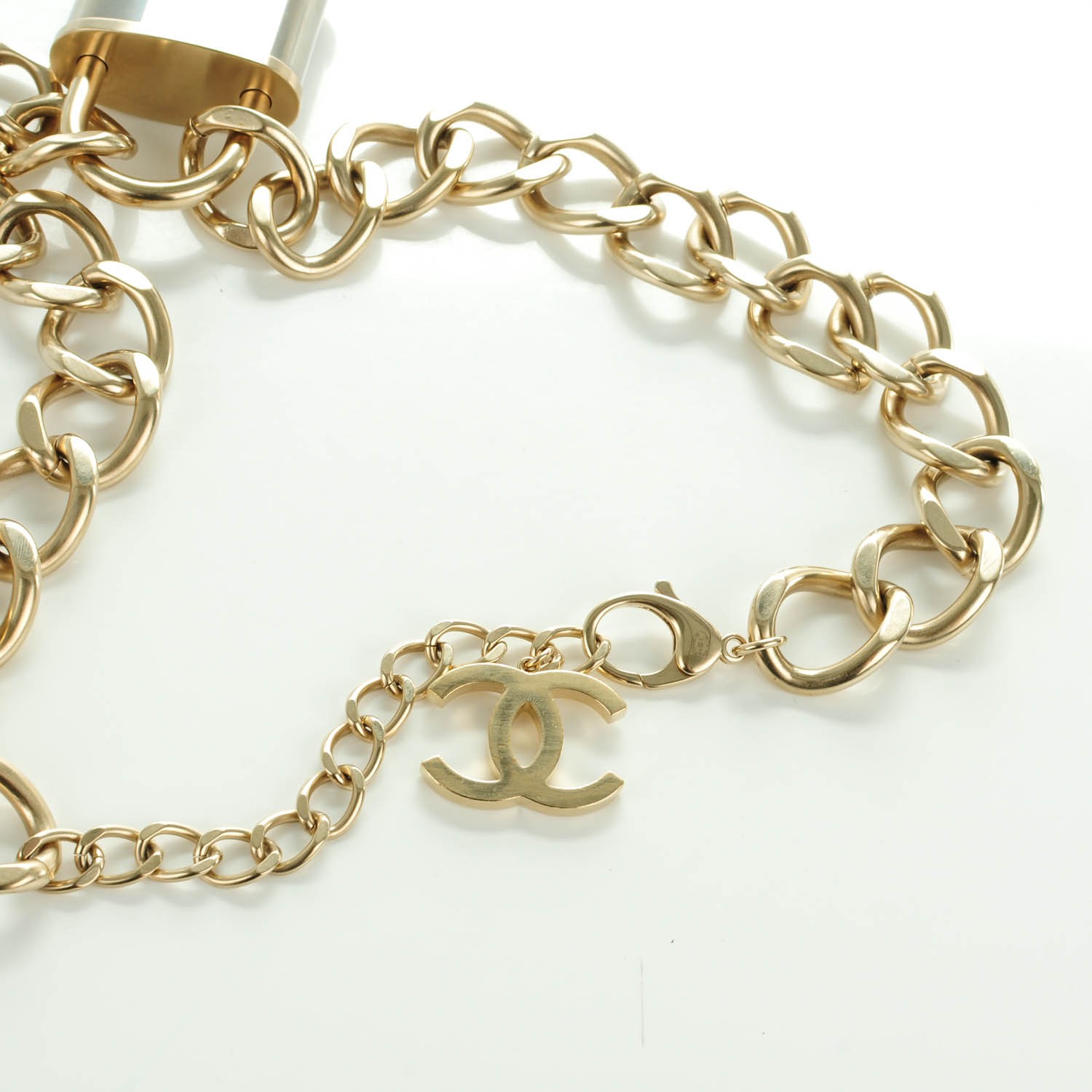 CHANEL CC Oversized Padlock Necklace Gold Silver 142557