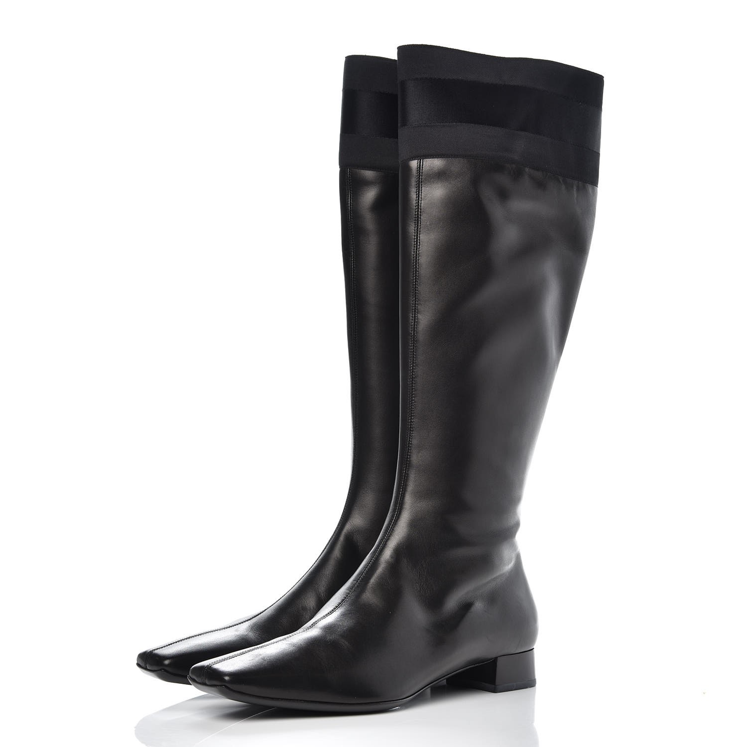 GUCCI Calfskin Silk Lifford Boots 8.5 Black 345044