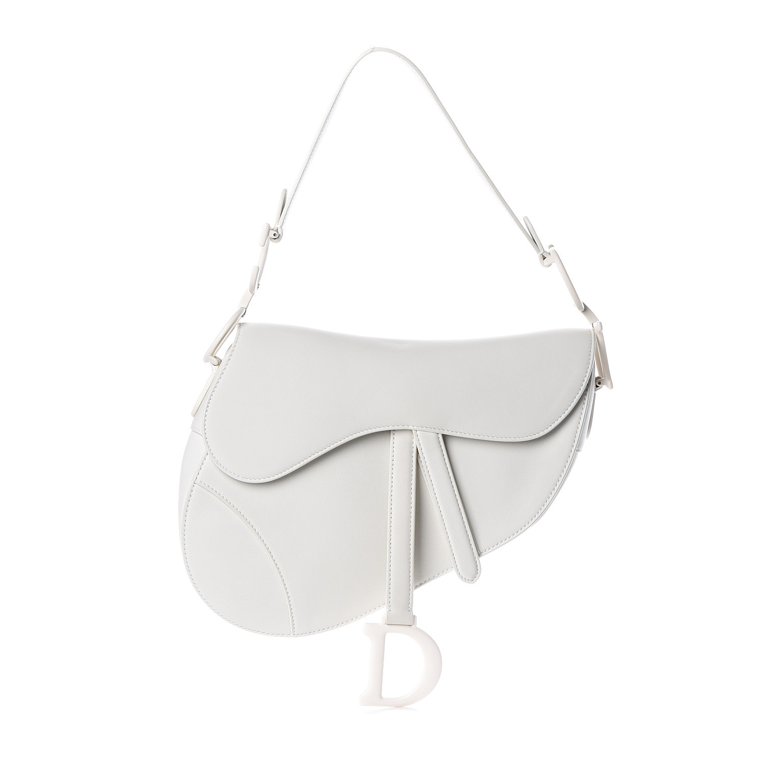 dior white leather saddle bag