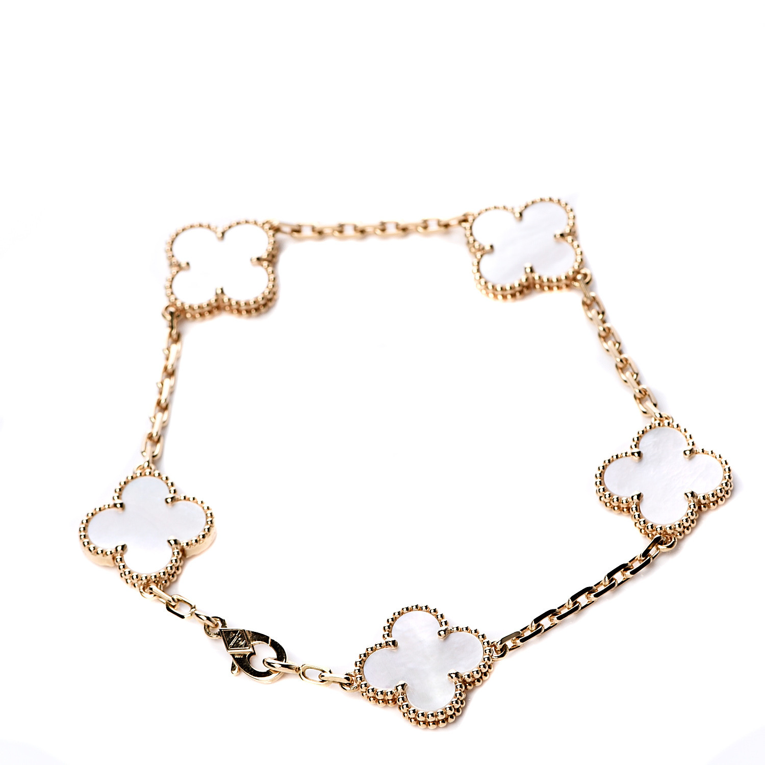 VAN CLEEF & ARPELS 18K Yellow Gold Mother of Pearl 5 Motifs Vintage