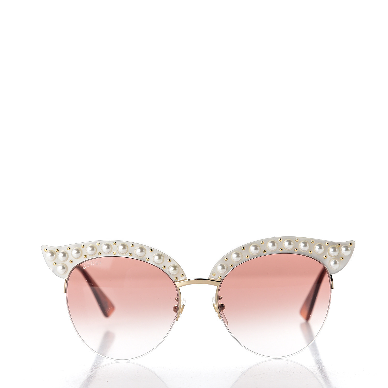 GUCCI Pearl Cat Eye Sunglasses GG0212S White 540709