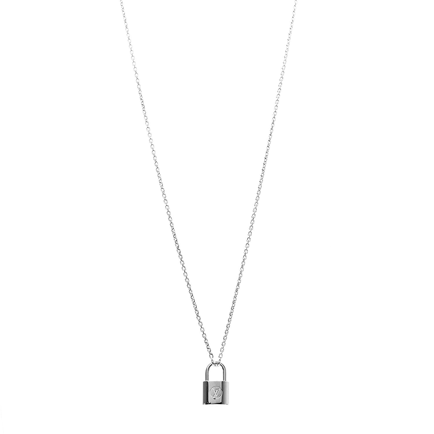 LOUIS VUITTON Sterling Silver Lockit Necklace 531617