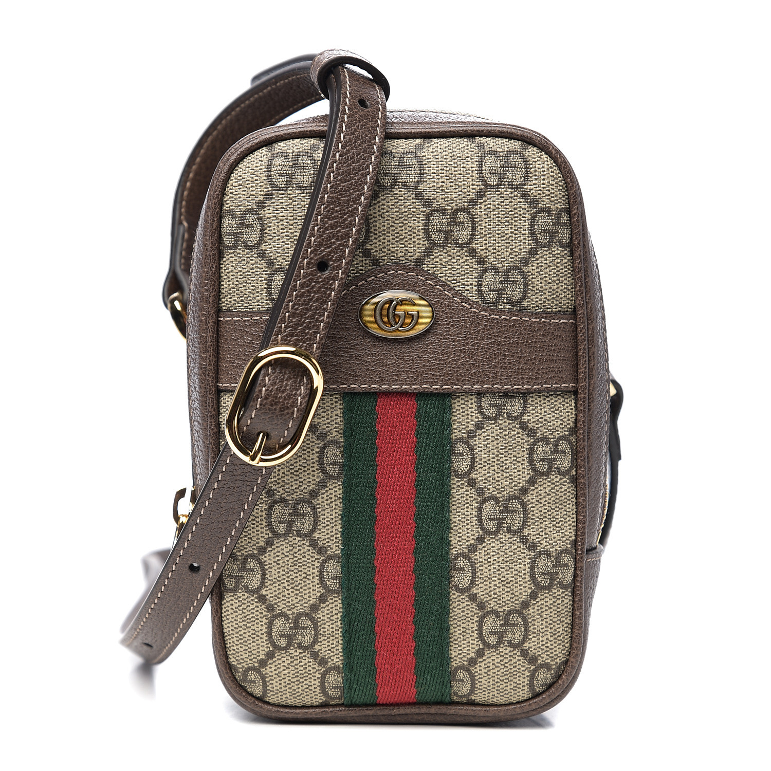 GUCCI GG Supreme Monogram Web Mini Ophidia Double Zip Crossbody Bag ...