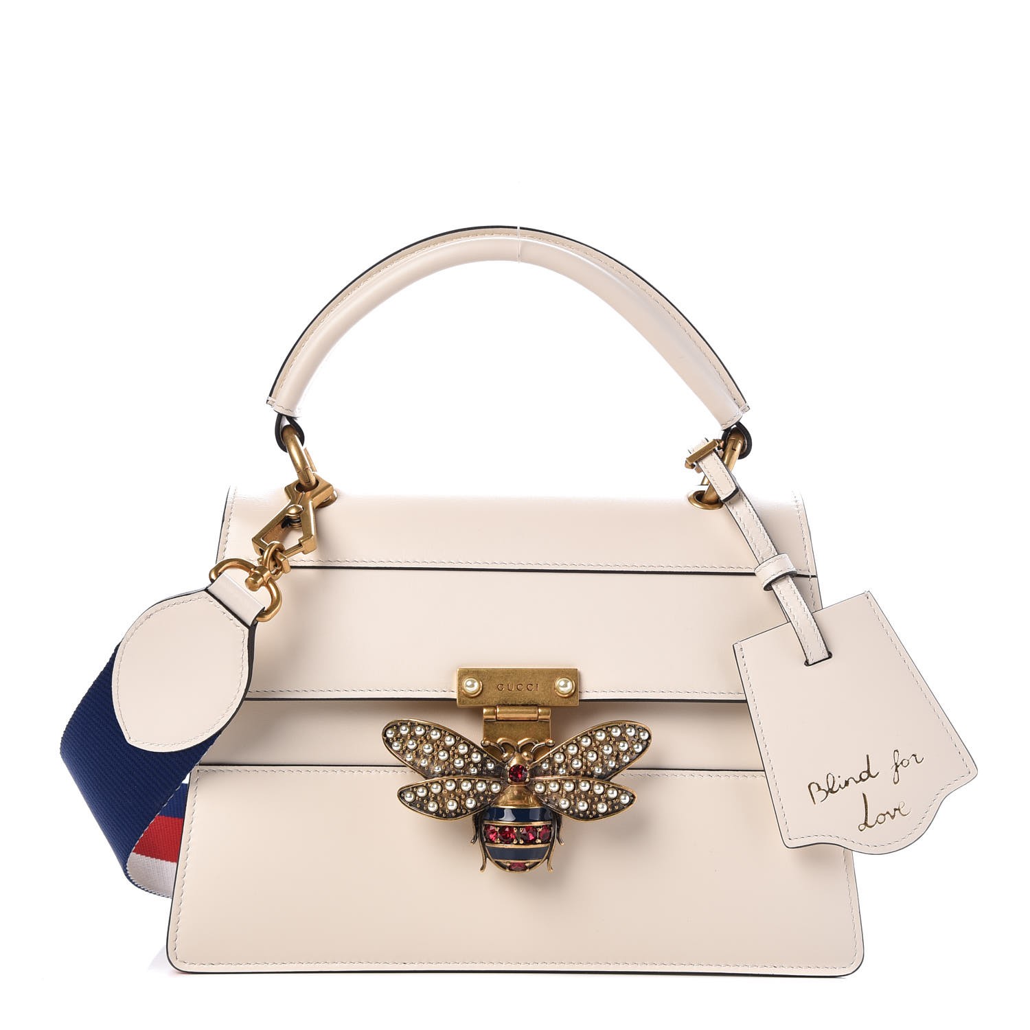 GUCCI Calfskin Small Queen Margaret Small Top Handle Bag White 306053
