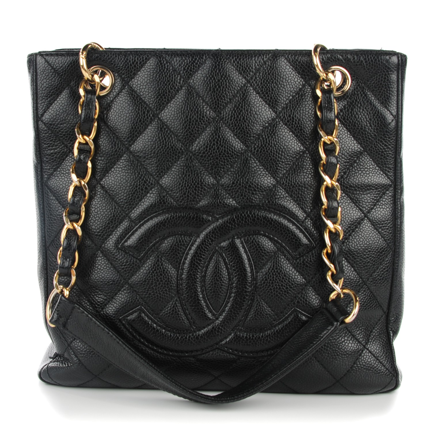 CHANEL Caviar Quilted Petit Shopping Tote PST Black 129026