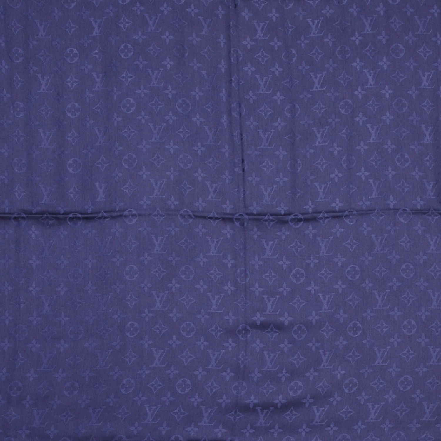 LOUIS VUITTON Silk Wool Monogram Shawl Night Blue 159879