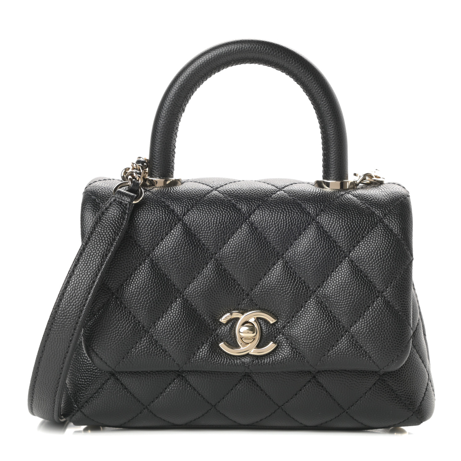 caviar quilted extra mini coco handle flap black