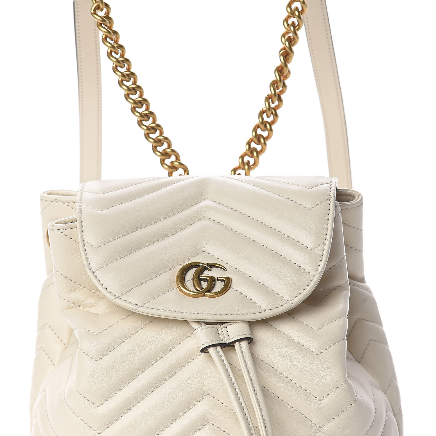 GUCCI Calfskin Matelasse Mini GG Marmont Backpack White 483423