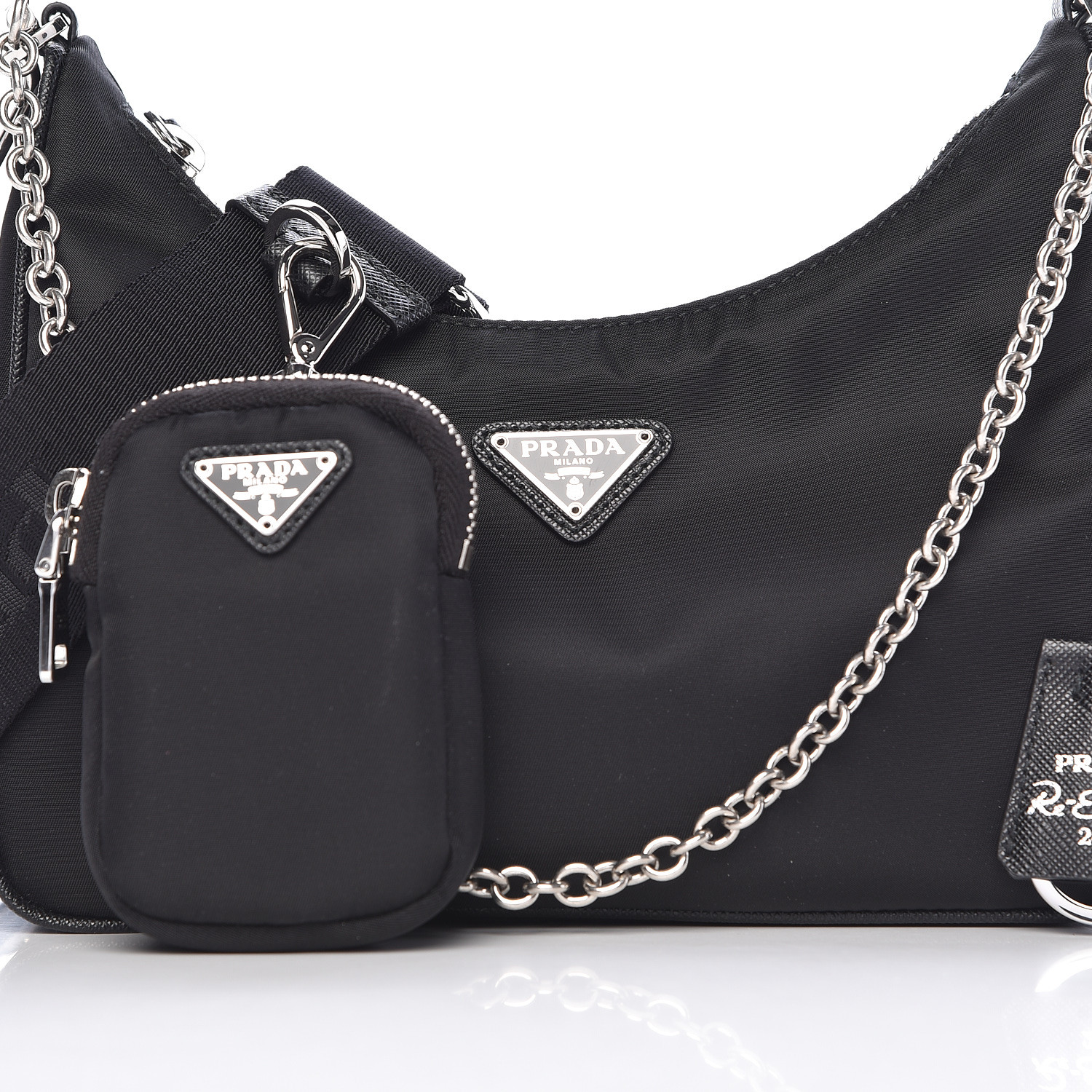 PRADA Nylon Re-Edition 2005 Shoulder Bag Black 483846 | FASHIONPHILE