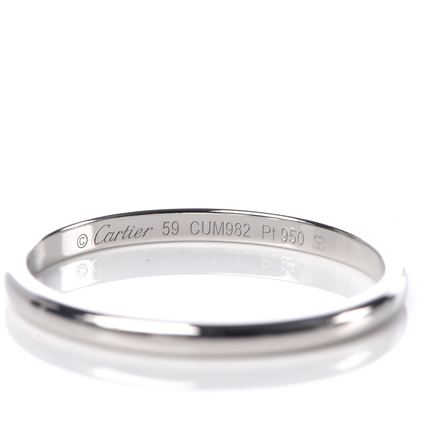 CARTIER Platinum 2mm 1895 Wedding Band Ring 59 8.75 483712