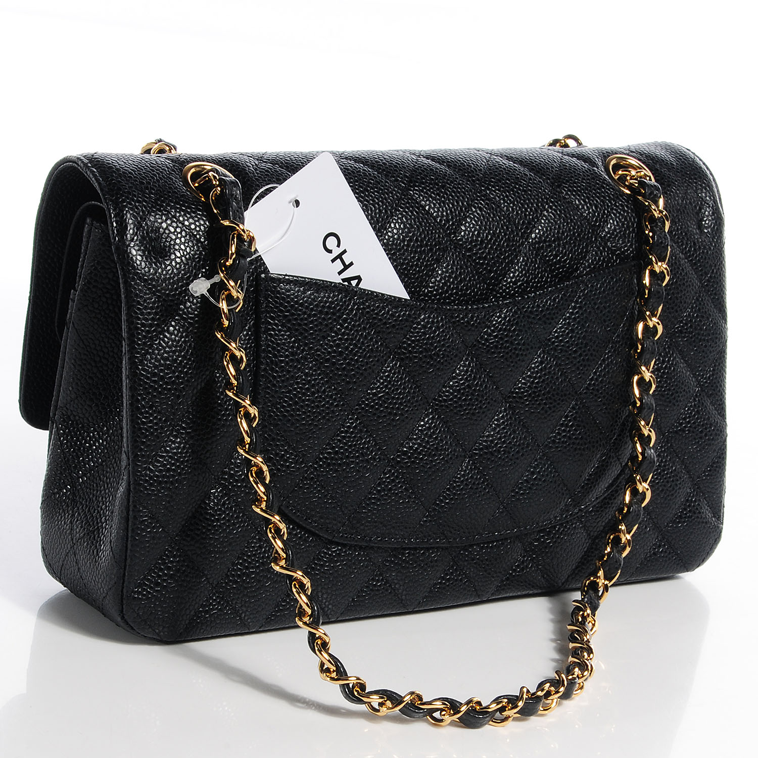 chanel black caviar medium flap