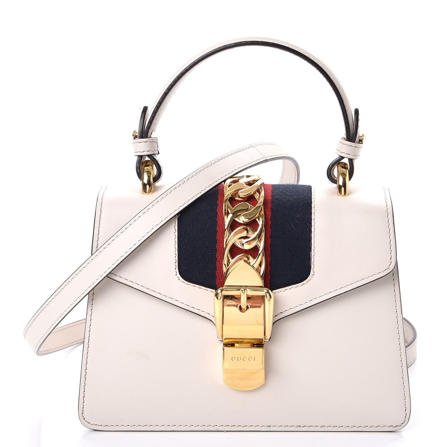 GUCCI Calfskin Mini Sylvie Bag White 244770