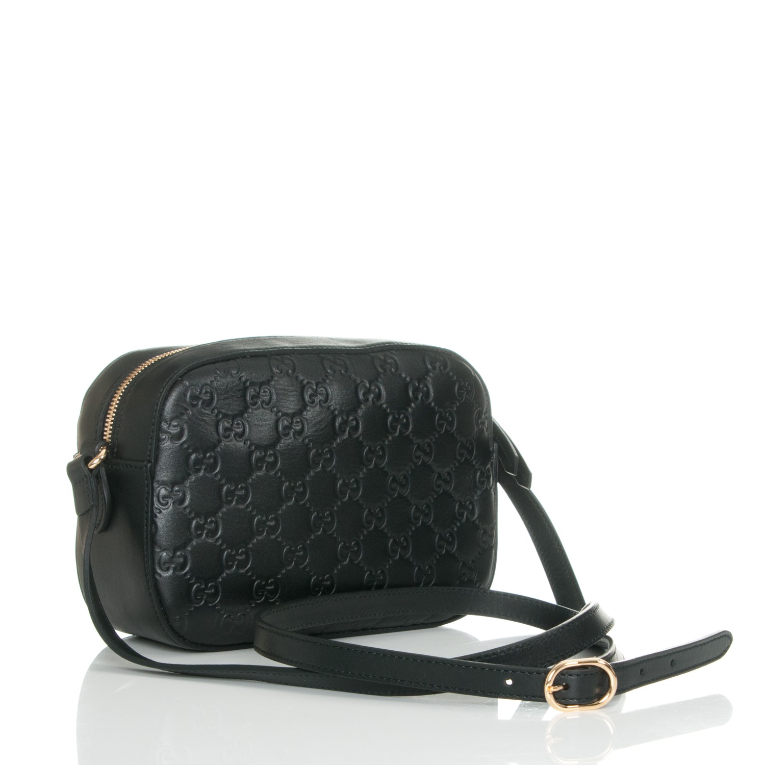 GUCCI Guccissima Small Signature Camera Bag Black 180847