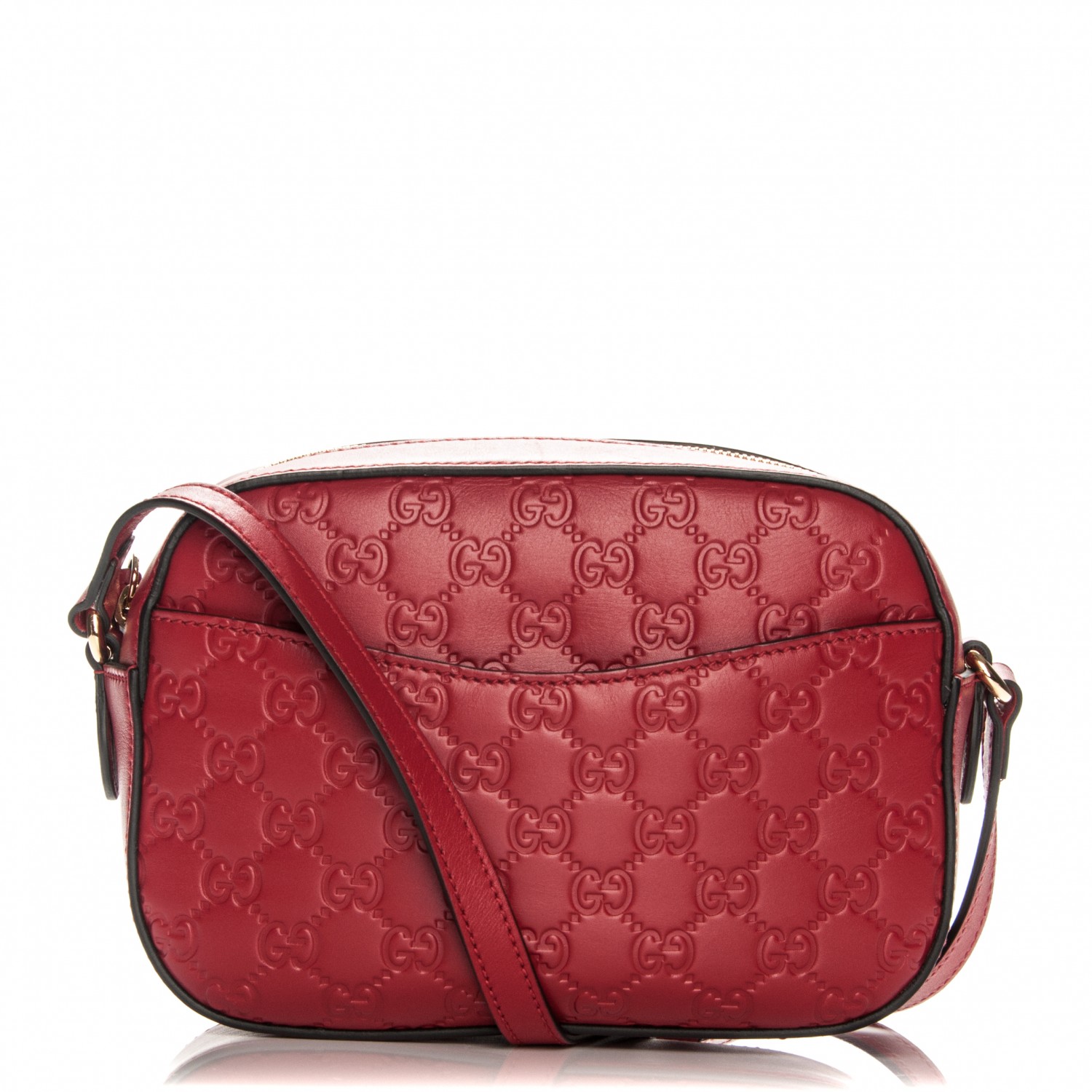 GUCCI Guccissima Small Signature Camera Bag Red 180845