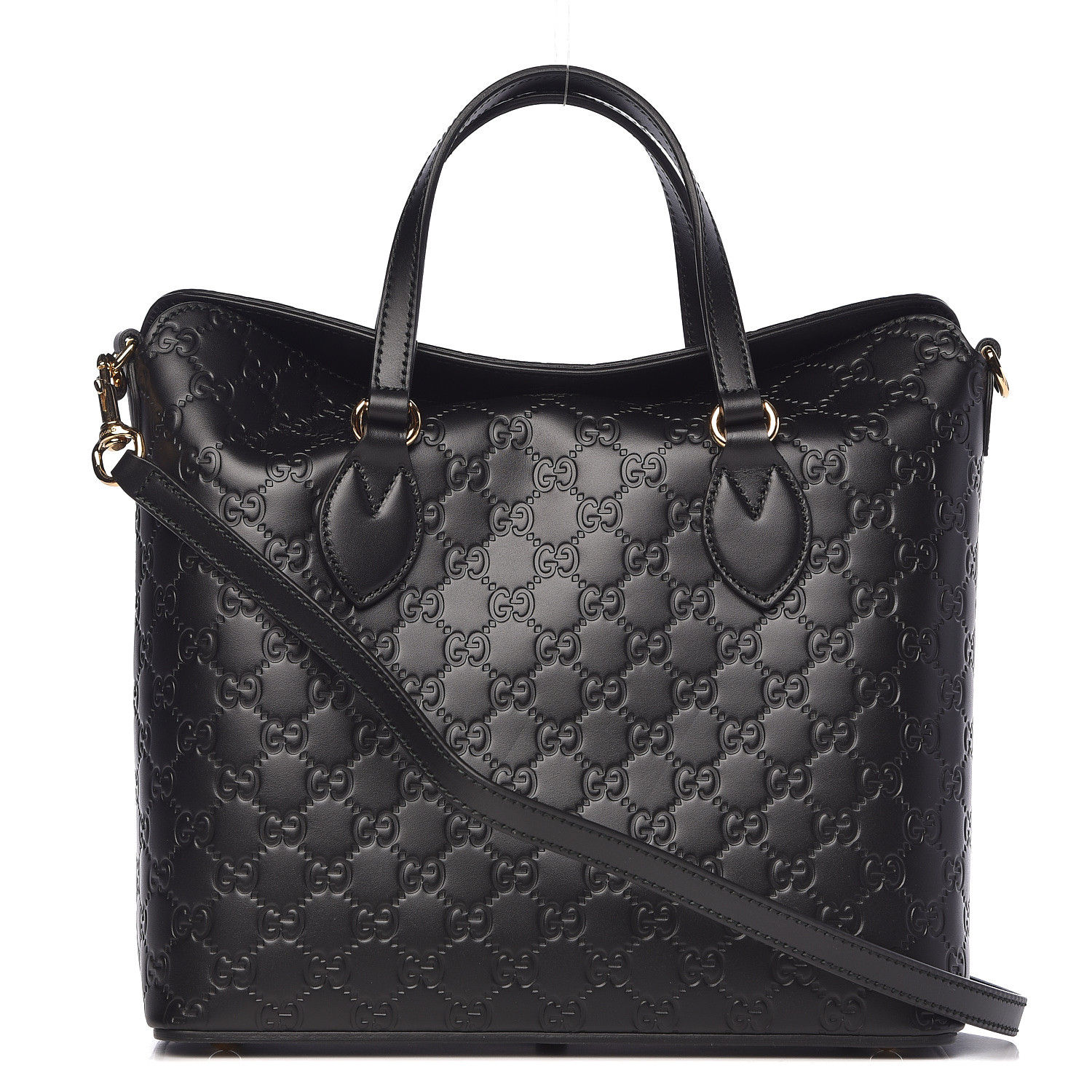 GUCCI Guccissima Linea A Bee Foldover Bag Black 497865