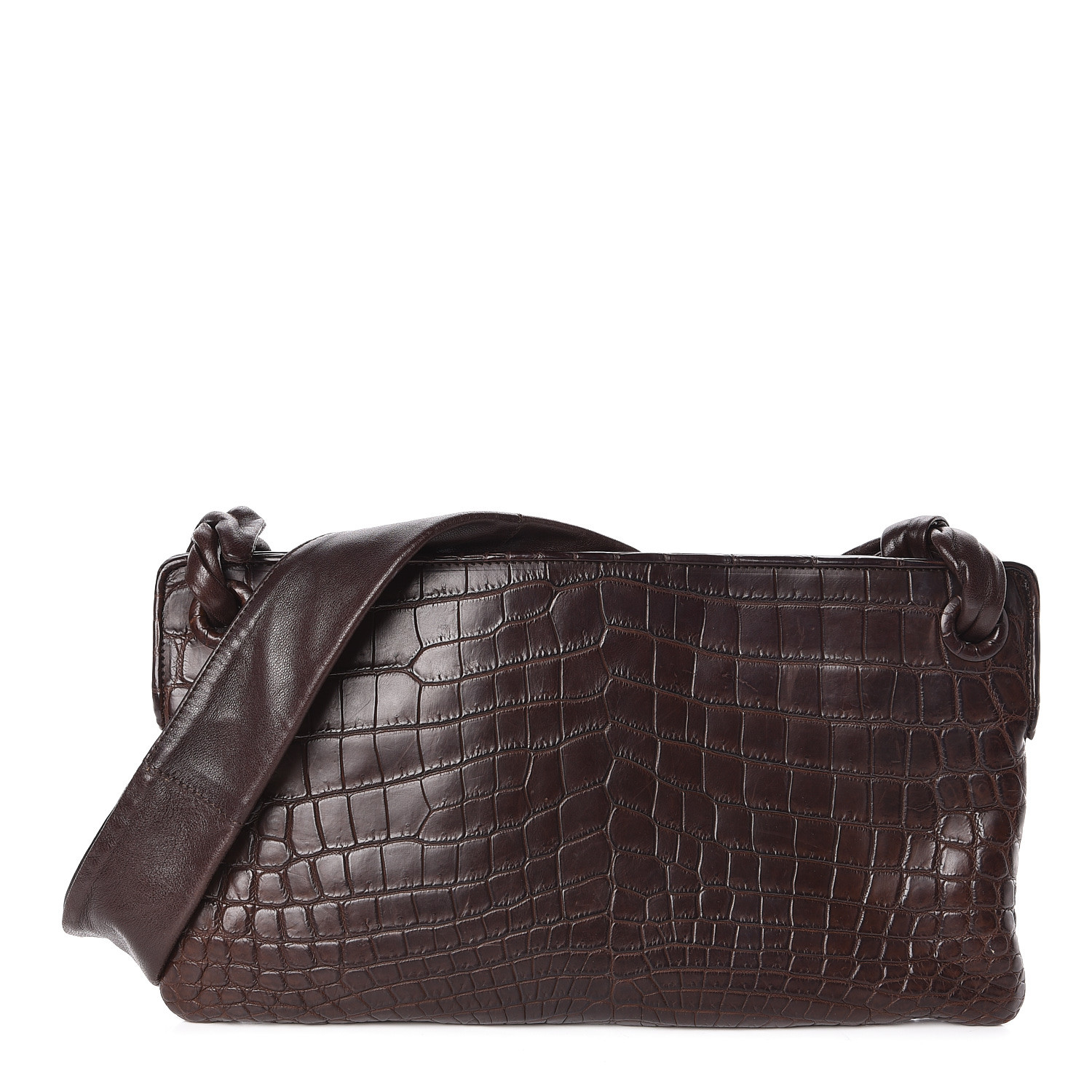 brown croc shoulder bag